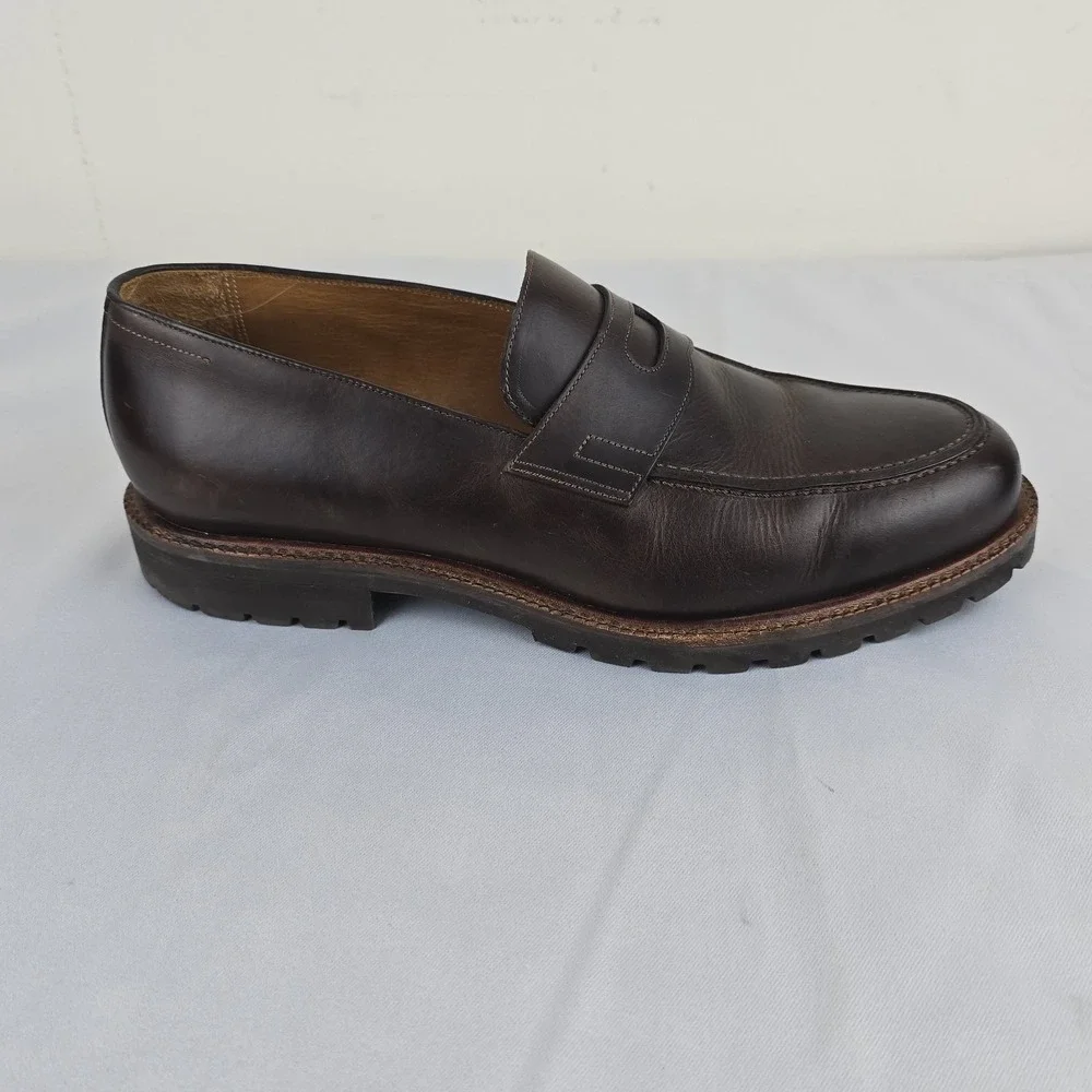 Beckett Simonon Fuentes Penny Loafers Mens 11.5 Brown Leather Lug Sole Shoes